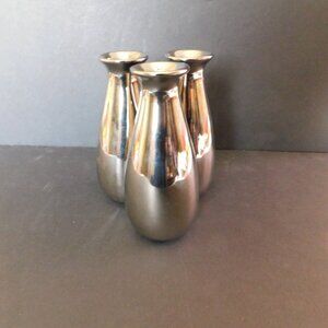 3 section chrome or stainless bud vase near mint condition